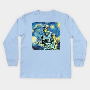 Michael Jordan Van Gogh Style Kids Long Sleeve T-Shirt